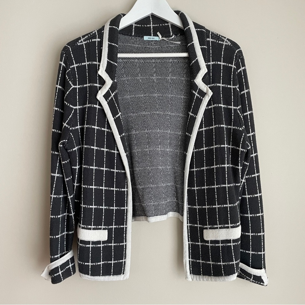 Kimchi Blue Grey White Grid Structured Cardigan